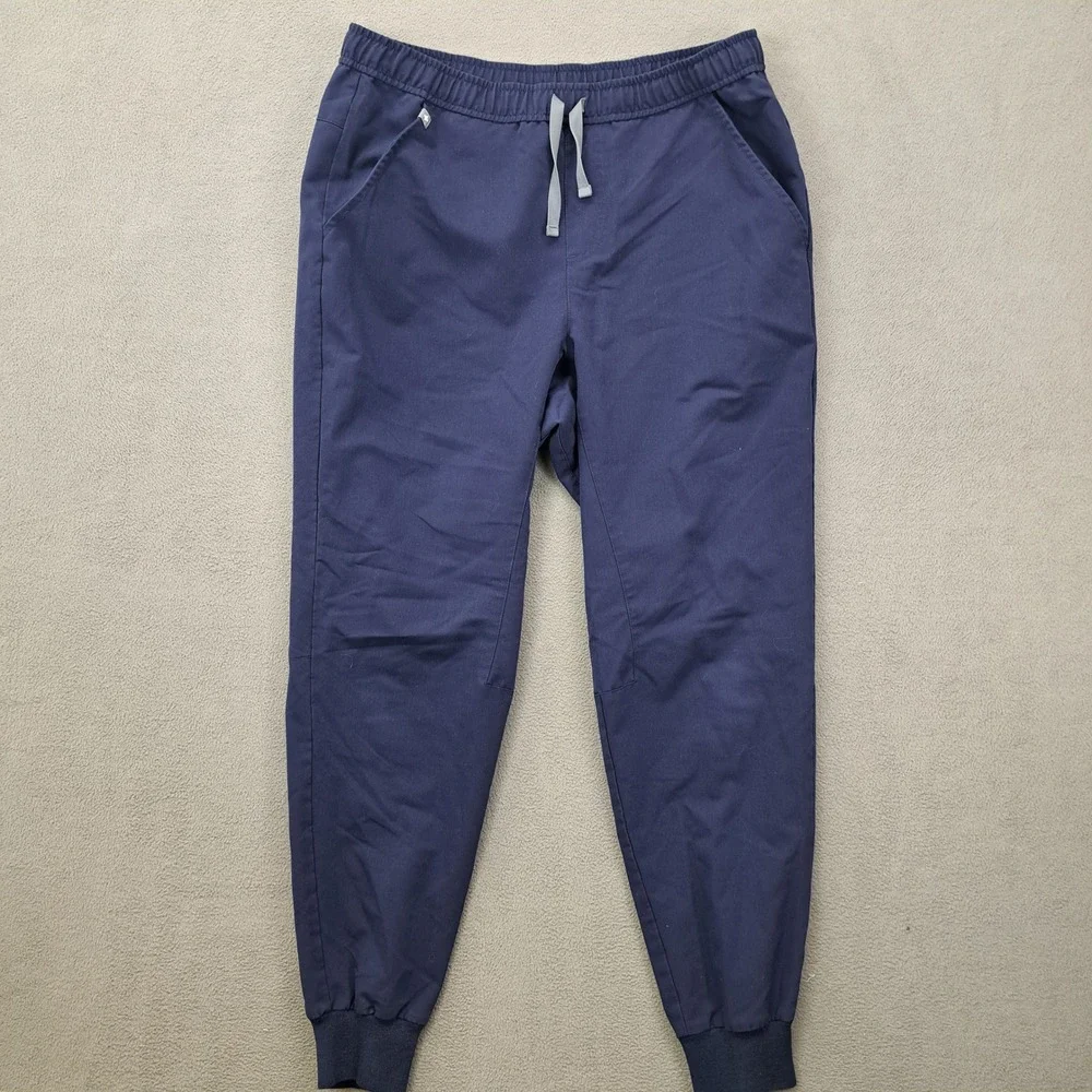 FIGS Navy Blue Jogger Scrub Pants MXSXW2004 Elastic Waist Drawstring Size Large